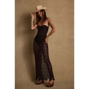 12th Tribe Tropez Black Crochet Strapless Dress